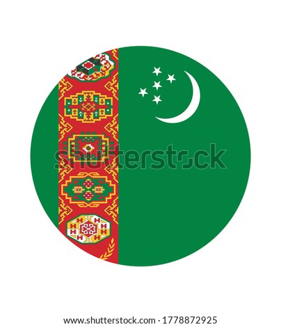 National Turkmenistan flag, official colors and proportion correctly. National Turkmenistan flag. Vector illustration. EPS10. Turkmenistan  flag vector icon, simple, flat design for web or mobile app.