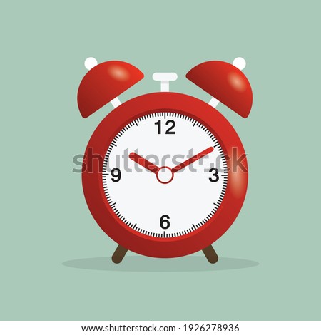 Retro clock design concept. Red alarm clock is ringing. Retro alarm clock. Illustration of Alarm clock pink wake-up time.
