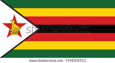 National Zimbabwe flag, official colors and proportion correctly. National Zimbabwe flag. Vector illustration. EPS10. Zimbabwe flag vector icon, simple, flat design for web or mobile app.
