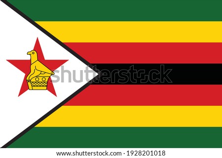 National Zimbabwe flag, official colors and proportion correctly. National Zimbabwe flag. Vector illustration. EPS10. Zimbabwe flag vector icon, simple, flat design for web or mobile app.