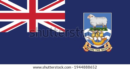 Falkland Islands flag, official colors and proportion correctly. Flag of Falkland Islands. Vector illustration. EPS10. Falkland Islands vector icon, simple, flat design for web or mobile app.