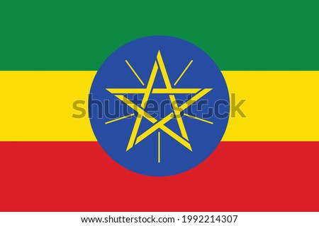 National Ethiopia flag, official colors and proportion correctly. National Ethiopia flag. Vector illustration. EPS10. Ethiopia flag vector icon, simple, flat design for web or mobile app.