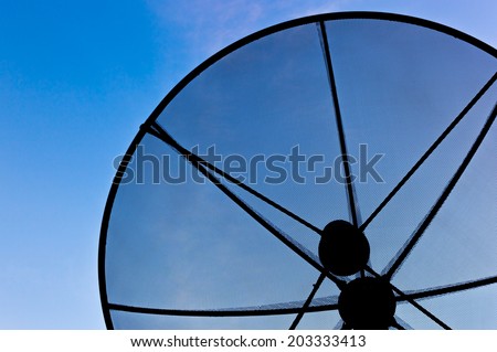 The satellite dish aimed at the sky (Silhouette style)