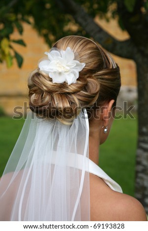 Tasteful bridal hairstyle.