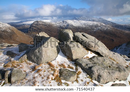 The mountains in the west of the Isle of Harris in the outer Hebrides of Scotland.