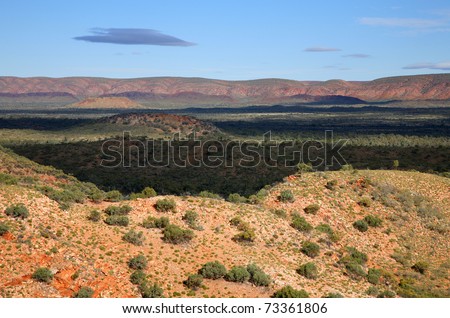 The hills of the west MacDonnell ranges in central Australia, seen from Mount Sonder.