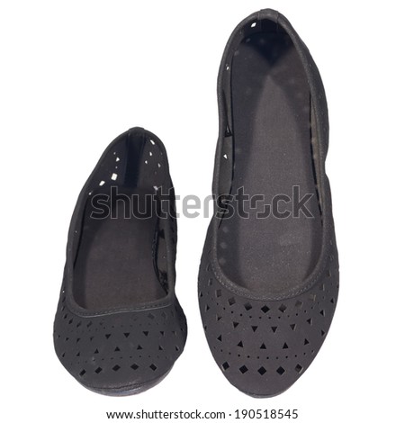 shoes ballet flats black  mesh female white background isolated