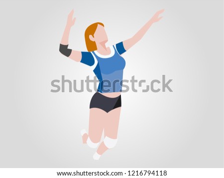 volleyball player vector illustration isolated on white background. Volleyball girl in action