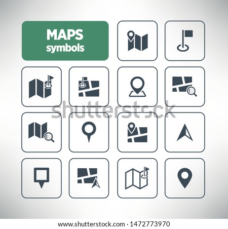 Minimal set of map and location line icons