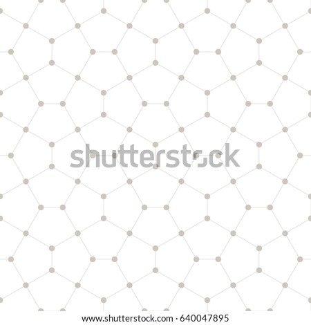 Vector seamless pattern. Modern stylish texture. Repeating geometric tiles with linear  pentagons and filled circles in nodes.