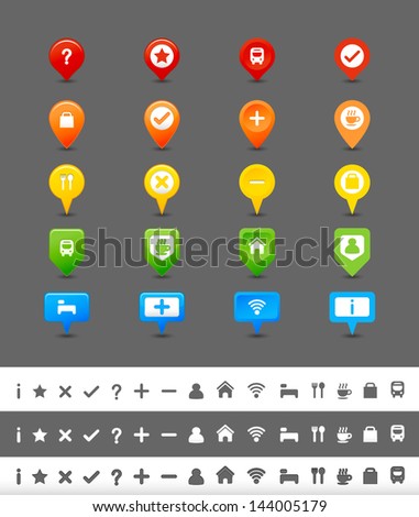 GPS pin and map icon set