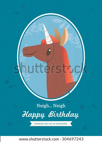 Cute Horse unicorn Animal Cartoon Birthday card design