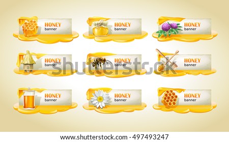 Set of sweet honeyed vector banners.