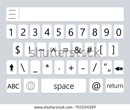 Modern smartphone keyboard of numbers buttons. Mobile keyboard. Vector illustration