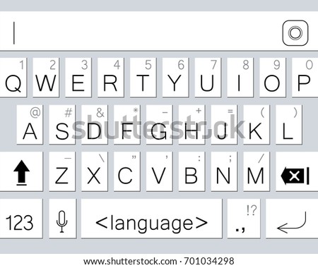 Modern smartphone keyboard of alphabet buttons. Mobile keyboard. Vector illustration