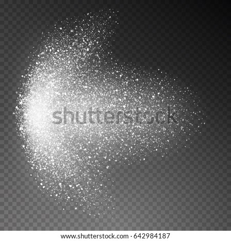 Water or liquid spray mist of atomizer isolated on transparent background. Effect with flying particles. Vector illustration.