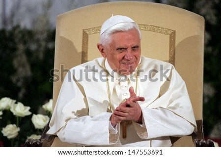 ROME, ITALY - NOVEMBER 25 :  Pope Benedict XVI blesses people during his visit to the \