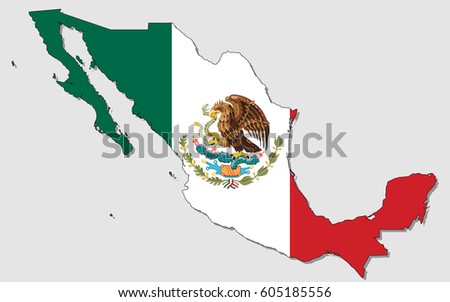 Map of Mexico, Filled With The National Flag