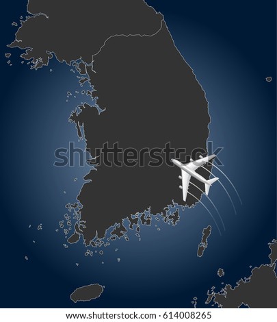 Korean Air, map, flight 