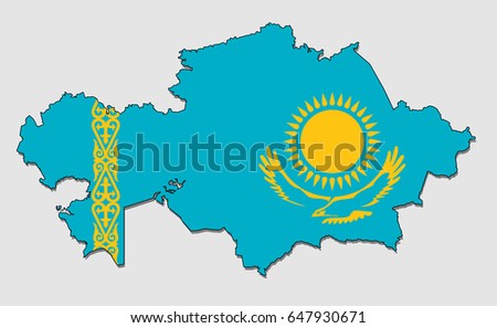 Map of Kazakhstan, Filled with the National Flag 