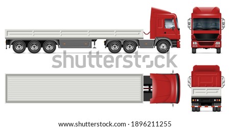 Dropside truck vector mockup on white for vehicle branding, corporate identity. View from side, front, back, top. All elements in the groups on separate layers for easy editing and recolor