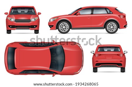Realistic SUV vector mockup. Isolated template of red car on white background for vehicle branding, corporate identity. View from side, back, front and top. Easy editing and recolor Photo stock © 