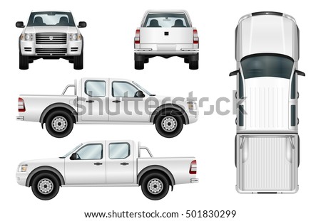Pickup truck vector template isolated car on white background. All elements in groups on separate layers. 商業照片 © 