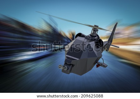 military drone helicopter - UAV in flight