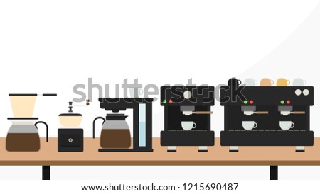 coffee maker cartoon vector. free space for text. wallpaper.