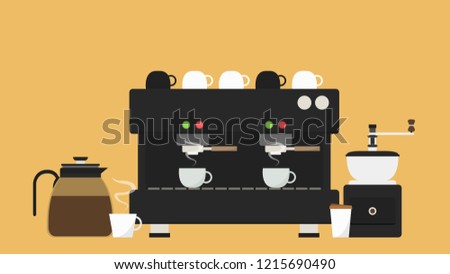 coffee maker cartoon vector. free space for text. wallpaper.