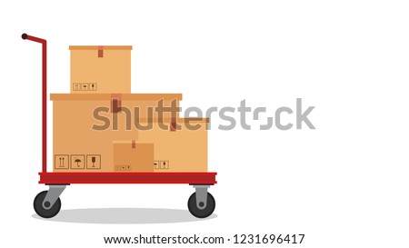 Box on cart. Cart cartoon vector. free space for text. wallpaper. copy space.