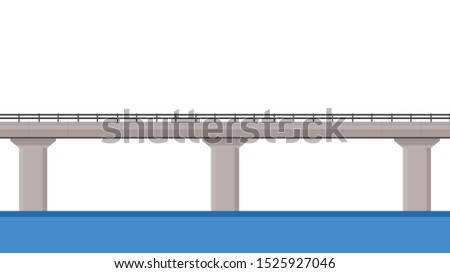 Road side vector. wallpaper. free space for text. copy space. Road fence. Bridge over the water.