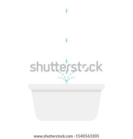 basin vector. basin on white background. water drop. free space for text. water overflow.