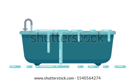 Bathtub vector. Overflow. wallpaper. free space for text. symbol. water overflow.