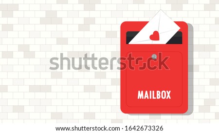 Love letter vector. Mailbox vector. mailbox on white background. Love letter in mailbox.