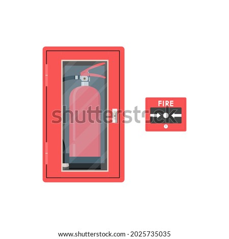 Fire extinguisher and Fire alarm button vector.