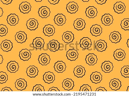 Narutomaki, Japanese food seamless pattern on yellow background.