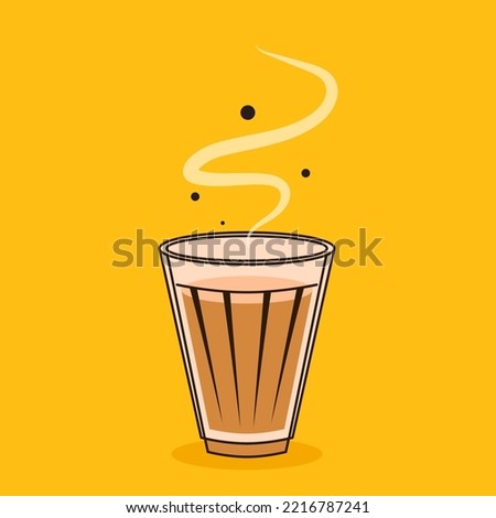 Chai logo design. Karak Milk Chai Illustration On Organic Background. Spicy Hot Tea Design Element Vector Design.