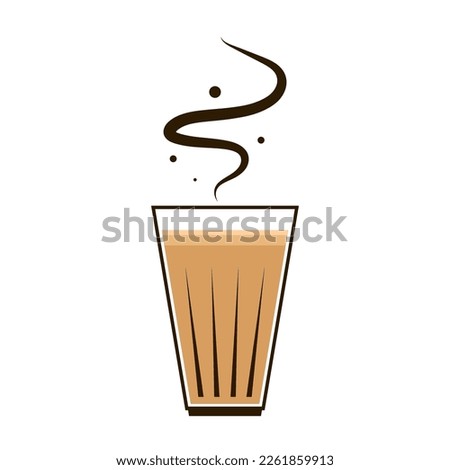 Chai logo design. Karak Milk Chai Illustration On Organic Background. Spicy Hot Tea Design Element Vector Design.