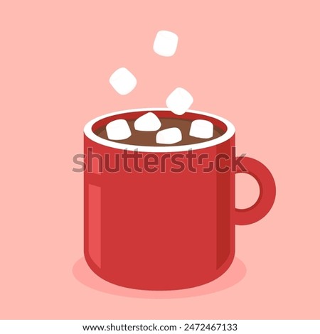 Marshmallows and cup of chocolate. White Marshmallow in coffee cup. cocoa.