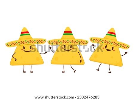 Nacho character design. Nachos on white background.