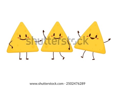 Nacho character design. Nachos on white background.