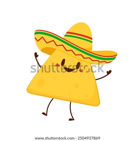 Nacho character design. Nachos on white background.