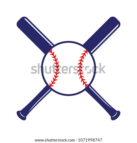 Baseball crossed bats with ball. Criss cross bats. Baseball flat vector illustration