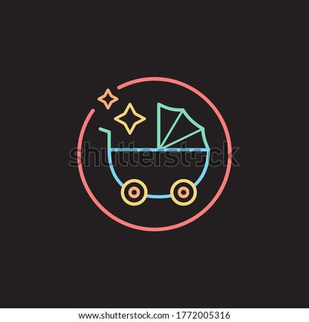 Baby shop vector illustration icon. Simple kids store logo with baby carriage, stroller. Isolated.