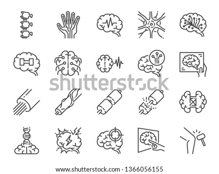 Neurology line icon set. Included icons as neurological, neurologist, brain, nervous system, nerves and more.