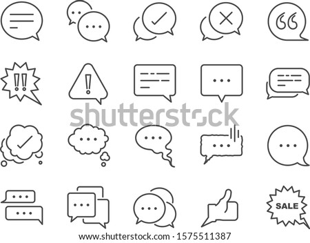 Chat and quote line icon set. Included icons as Bubble, talk, Social media message, discuss, speech, comment and more.