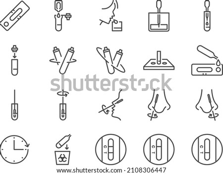 ATK test line icon set. Included the icons as RT PCR, Rapid test, COVID-19, saliva test, and more. Photo stock © 