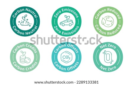 Net zero emissions concept label design. 