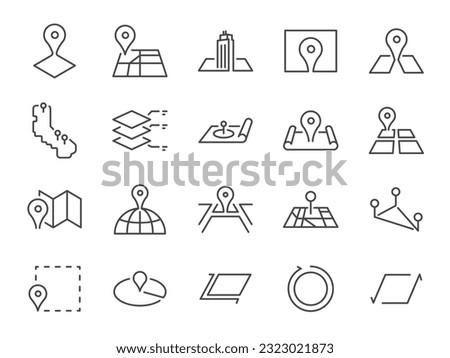 Area icon set. It included map, zone, space, location, and more icons. Editable Vector Stroke.